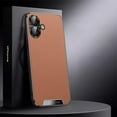 thumbnail image 1 of Allytechgroup iPhone 16 Plus Case with Camera Lens Protector, Slim Fit PU Leather Hard PC Anti-Fingerprint Shockproof Bumper Lightweight Phone Case for Apple iPhone 16 Plus, Brown, 1 of 7