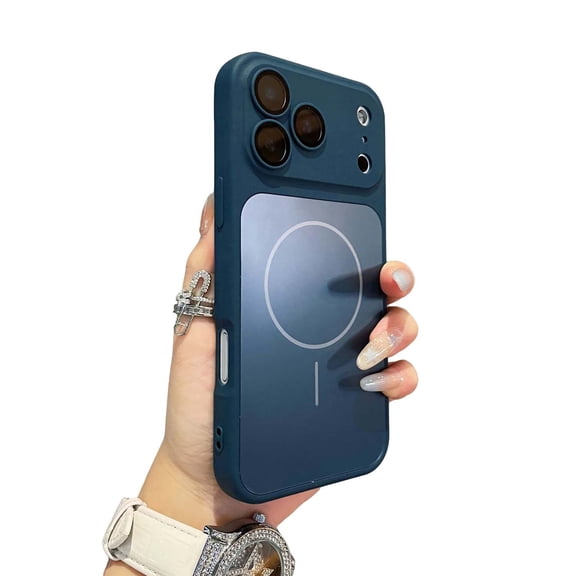 Allytechgroup for iPhone 16 Plus Case with Camera Lens Screen Protector, Compatible with Magsafe Anti-Fingerprint Shockproof Skin Matte Back Cover for iPhone 16 Plus Women Men, Blue