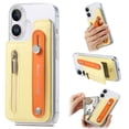 thumbnail image 1 of Allytechgroup iPhone 16 Plus Case with Cards Holder & Hand Strap, Clear Back Cover Shockproof Drop Protective Anti-Yellowing Bumper Phone Case for Apple iPhone 16 Plus, Yellow, 1 of 11