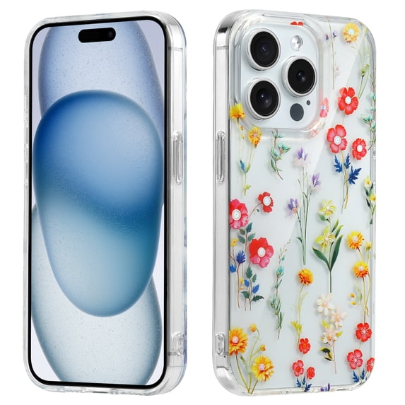 Allytechgroup iPhone 16 Plus Case Clear, Fashion Flowers Design Slim Shell Back Cover Shockproof Anti-Scratch Bumper Luxury Phone Case for Apple iPhone 16 Plus