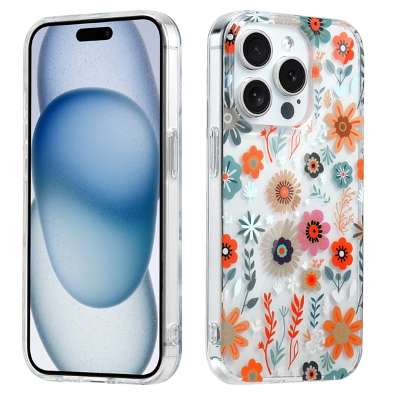 Allytechgroup iPhone 16 Plus Case Clear, Fashion Flowers Design Slim Shell Back Cover Shockproof Anti-Scratch Bumper Luxury Phone Case for Apple iPhone 16 Plus