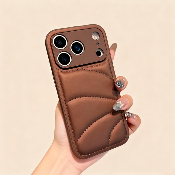 Allytechgroup iPhone 16 Plus Case Cover, Stylish Buffer Case Heavy Duty Shockproof PU Leather TPU Interior Camera Protective Anti-Scratch Phone Case for Apple iPhone 16 Plus, Darkbrown