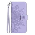thumbnail image 1 of Allytechgroup for iPhone 16 Plus Case with Hand Strap, RFID Blocking Embossed Sunflower PU Leather Wallet Case with Credit Card Slot Shockproof Magnetic Snap Protective Case, Lightpurple, 1 of 8