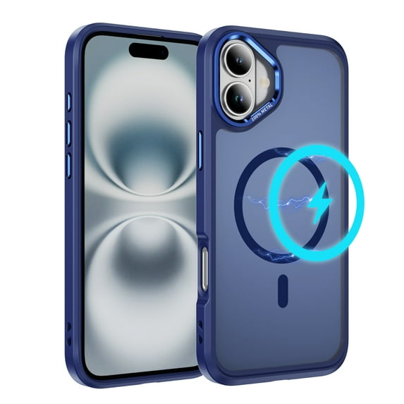 Allytechgroup iPhone 16 Plus Case Magnetic, Compatible with Magsafe Matte Back Cover Military Grade Shockproof Anti-Scratch Slim Fit Phone Case Cover for Apple iPhone 16 Plus, Darkblue