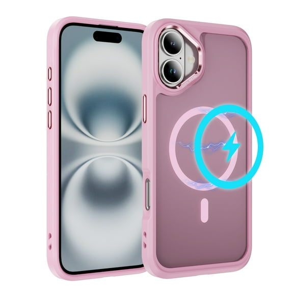 Allytechgroup iPhone 16 Plus Case Magnetic, Compatible with Magsafe Matte Back Cover Military Grade Shockproof Anti-Scratch Slim Fit Phone Case Cover for Apple iPhone 16 Plus, Pink