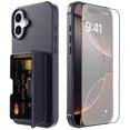 thumbnail image 1 of Allytechgroup iPhone 16 Plus Case with Screen Protector, Hidden Cards Slots & Makeup Mirror Full Body Shockproof Anti-Scratch Drop Proof Phone Case Cover for Apple iPhone 16 Plus, Black, 1 of 7