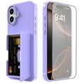 thumbnail image 1 of Allytechgroup iPhone 16 Plus Case with Screen Protector, Hidden Cards Slots & Makeup Mirror Full Body Shockproof Anti-Scratch Drop Proof Phone Case Cover for Apple iPhone 16 Plus, Purple, 1 of 7