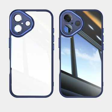 Allytechgroup iPhone 16 Plus Case, Shockproof Bumper Slim Fit Clear Back Cover with Camera Lens Protector - Anti-Scratch Phone Case for Apple iPhone 16 Plus, Blue