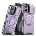 thumbnail image 1 of Allytechgroup for iPhone 16 Plus Case with Stand, [Slide Camera Cover] with 1X Screen Protectors Heavy Drop Shockproof Protective Cover for Women Men, Purple, 1 of 11