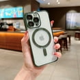thumbnail image 1 of Allytechgroup for iPhone 16 Plus Clear Phone Case,[Not Yellowing] TPU Shockproof Protective Phone Case Magnetic Transparent Cover Built-in Camera Lens Protector for Apple iPhone 16 Plus, Darkgreen, 1 of 5