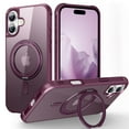 thumbnail image 1 of Allytechgroup iPhone 16 Plus Magnetic Case with Rotating Stand, Multi Angle Viewing Stand Anti-Scratch Compatible with Magsafe & Car Mount Phone Case for Apple iPhone 16 Plus, Winered, 1 of 7