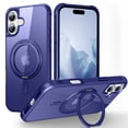 thumbnail image 1 of Allytechgroup iPhone 16 Plus Magnetic Case with Rotating Stand, Multi Angle Viewing Stand Anti-Scratch Compatible with Magsafe & Car Mount Phone Case for Apple iPhone 16 Plus, Darkblue, 1 of 7