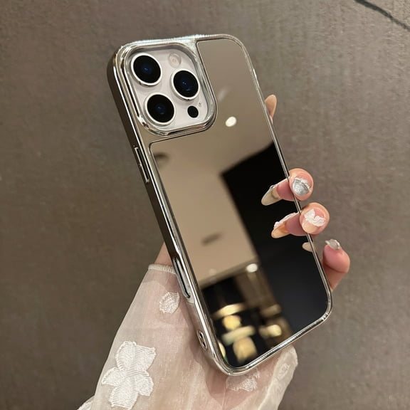 Allytechgroup for iPhone 16 Plus Protective Case, Dust/Dirt Proof Shock-Absorbent Non-Slip Glossy Mirror PC+TPU Lightweight Shockproof Back Cover Bumper for iPhone 16 Plus, Silver