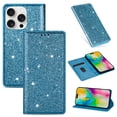 thumbnail image 1 of Allytechgroup for iPhone 16 Plus Wallet Case Bling Glitter Design, Slim PU Leather Cards Holder Flip Stand Cover for Girls Women Shockproof Wallet Case for iPhone 16 Plus, Skyblue, 1 of 6