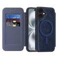 thumbnail image 1 of Allytechgroup iPhone 16 Plus Wallet Case Compatible with MagSafe, PU Leather Folio Card Holder RFID Blocking Shockproof Flip Cover Hidden Closure Phone Case for Apple iPhone 16 Plus, Blue, 1 of 6