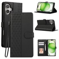 Allytechgroup for iPhone 16 Plus Wallet Case, Stylish Phone Case with Card Slots RFID Blocking Flip Stand PU Leather Shockproof Convenient Hand Wrist Case Cover for iPhone 16 Plus, Black