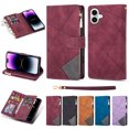thumbnail image 1 of Allytechgroup for iPhone 16 Plus Wallet Case with Zipper Pocket, Premium PU Leather RFID Blocking Slim Fit Cards Slots Shockproof Flip Stand Hand Wrist Phone Case for iPhone 16 Plus, Winered, 1 of 7