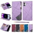 thumbnail image 1 of Allytechgroup for iPhone 16 Plus Wallet Case with Zipper Pocket, Premium PU Leather RFID Blocking Slim Fit Cards Slots Shockproof Flip Stand Hand Wrist Phone Case for iPhone 16 Plus, Purple, 1 of 7