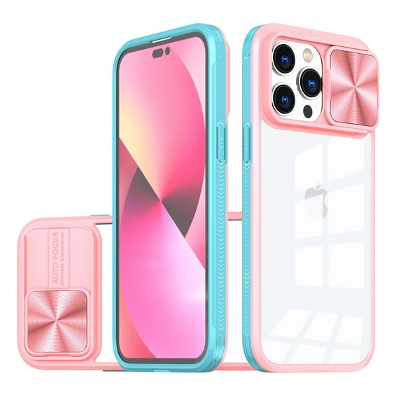 Allytechgroup iPhone 16 Pro Case with Camera Lens Protector, Shockproof Rugged Drop Resistance Clear Back Cover Phone Case for Apple iPhone 16 Pro, Pink