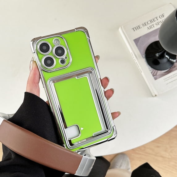 Allytechgroup for iPhone 16 Pro Case with Credit Card Slot, Military Grade Drop Protection Slim Fit Bumper for Women Girls Shockproof Protective Back Cover for iPhone 16 Pro, Green