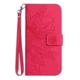 thumbnail image 1 of Allytechgroup for iPhone 16 Pro Case with Hand Strap, RFID Blocking Embossed Sunflower PU Leather Wallet Case with Credit Card Slot Shockproof Magnetic Snap Protective Case, Rose, 1 of 8