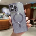 thumbnail image 1 of Allytechgroup for iPhone 16 Pro Case Magnetic Glitter Clear Soft TPU Back Shockproof Shell with Camera Lens Protector [Compatible with MagSafe] Slim Gardient Plating Bling Phone Cover, Lightpurple, 1 of 10
