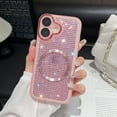 thumbnail image 1 of Allytechgroup For iPhone 16 Pro Case with Magnetic, Luxury Sparkly Diamond Rhinestones with Wrist Strap Chain Women Girls Shockproof Bumper Protective Cover For iPhone 16 Pro, Pink, 1 of 1