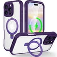 thumbnail image 1 of Allytechgroup iPhone 16 Pro Case Magsafe, Mangetic Back Cover Wireless Charging Support Kickstand Ring Holder Anti-Scratch Phone Case for Apple iPhone 16 Pro, Darkpurple, 1 of 6