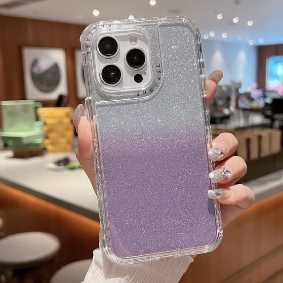 Allytechgroup for iPhone 16 Pro Case, Sparkly Glitter Bling Back Slim Lighetweight Shoackproof Protective Back Cover Phone Case for iPhone 16 Pro, Purple