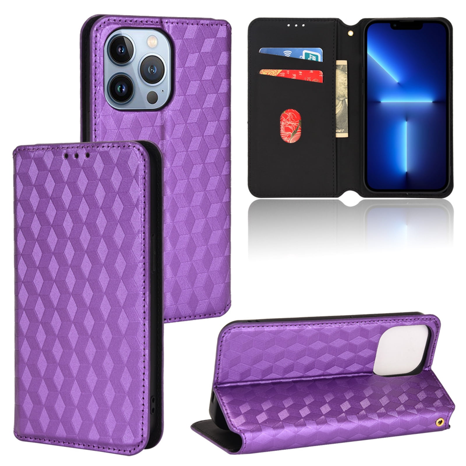 SEAHAI Case For TCL 501, Cute Cat Pattern Premium PU Leather Wallet Shockproof Flip Cover With Kickstand/Credit Card Slots/RFID Blocking/Magnetic Close, Purple