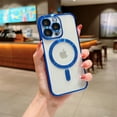 thumbnail image 1 of Allytechgroup for iPhone 16 Pro Clear Phone Case,[Not Yellowing] TPU Shockproof Protective Phone Case Magnetic Transparent Cover Built-in Camera Lens Protector for Apple iPhone 16 Pro, Darkblue, 1 of 5