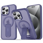 Allytechgroup iPhone 16 Magnetic Case, Compatible with Magsafe Wireless Charging Support Bumper Shockproof Kickstand Translucent Matted Phone Case for Apple iPhone 16, Darkpurple