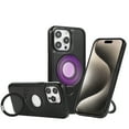 thumbnail image 1 of Allytechgroup iPhone 16 Pro Magnetic Case, Retro PU Leather TPU Back Cover Compatible with Magsafe Shockproof Ring Holder Kickstand Phone Case for Apple iPhone 16 Pro, Black, 1 of 8