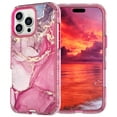 thumbnail image 1 of Allytechgroup for iPhone 16 Pro Max Case, 3 Layers Protection Slim Lightweight Shockproof Soft TPU & Hard Back Protective Bumper Cover Marble Shell, E, 1 of 2