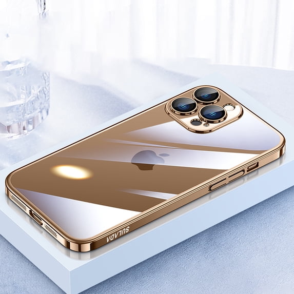 Allytechgroup iPhone 16 Pro Max Case with Camera Lens Protctor, Crystal Clear Back Cover Heavy Duty Shockproof Drop Proof Anti-Scratch Phone Case for Apple iPhone 16 Pro Max, Titaniumgold