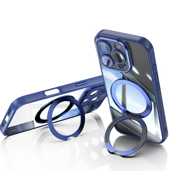 Allytechgroup iPhone 16 Pro Max Case with Camera Lens Protector, Rugged Shockproof Kickstand Bumper Ring Holder Slim Fit Drop Proof Phone Case for Apple iPhone 16 Pro Max, Blue