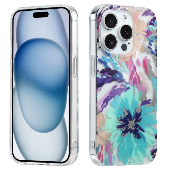 Allytechgroup iPhone 16 Pro Max Case Clear, Fashion Flowers Design Slim Shell Back Cover Shockproof Anti-Scratch Bumper Luxury Phone Case for Apple iPhone 16 Pro Max