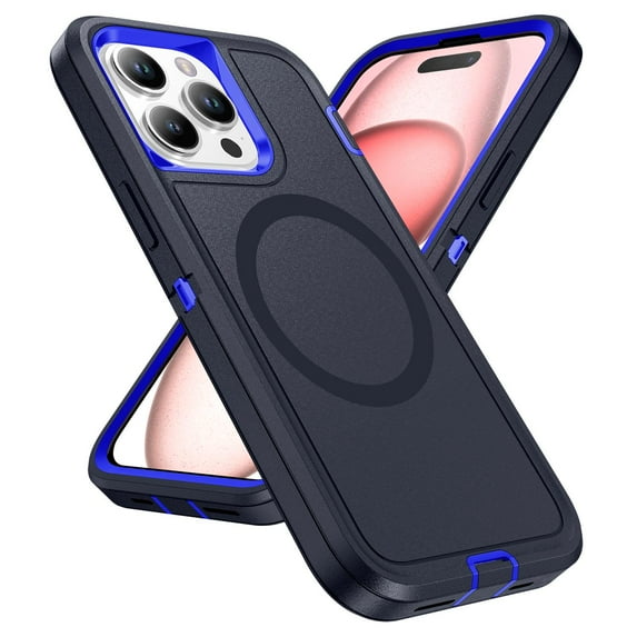 Allytechgroup iPhone 16 Pro Max Case, Heavy Duty Shockproof Anti-Scratch Bumper Rugged Compatible with Mag-safe Dual Layer PC TPU Magnetic Phone Case Cover for Apple iPhone 16 Pro Max, Darkblue
