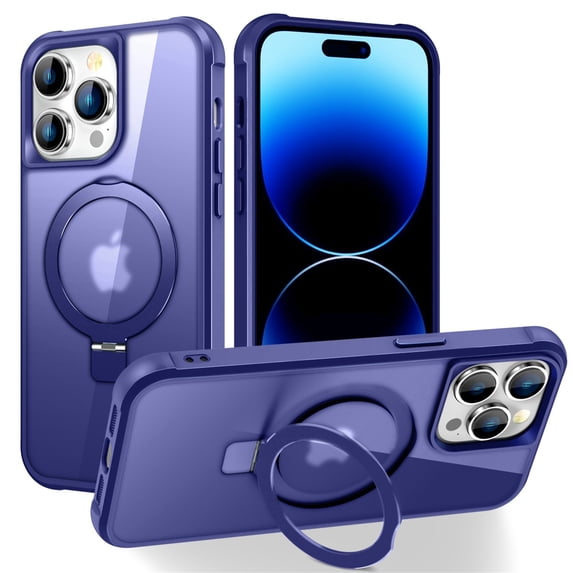 Allytechgroup iPhone 16 Pro Max Case Magnetic, Compatible with Magsafe & Car Mount Adjustable Stand Ring Holder Heavy Duty Shockproof Anti-Scratch Matte Phone Case for iPhone 16 Pro Max, Darkblue