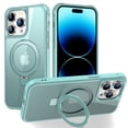 thumbnail image 1 of Allytechgroup iPhone 16 Pro Max Case Magnetic, Compatible with Magsafe & Car Mount Adjustable Stand Ring Holder Heavy Duty Shockproof Anti-Scratch Matte Phone Case for iPhone 16 Pro Max, Blue, 1 of 7
