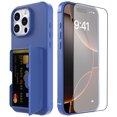 thumbnail image 1 of Allytechgroup iPhone 16 Pro Max Case with Screen Protector, Hidden Cards Slots & Makeup Mirror Full Body Shockproof Anti-Scratch Drop Proof Phone Case Cover for Apple iPhone 16 Pro Max, Blue, 1 of 6