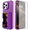 thumbnail image 1 of Allytechgroup iPhone 16 Pro Max Case with Screen Protector, Hidden Cards Slots & Makeup Mirror Full Body Shockproof Anti-Scratch Drop Proof Phone Case Cover for Apple iPhone 16 Pro Max, Darkpurple, 1 of 6