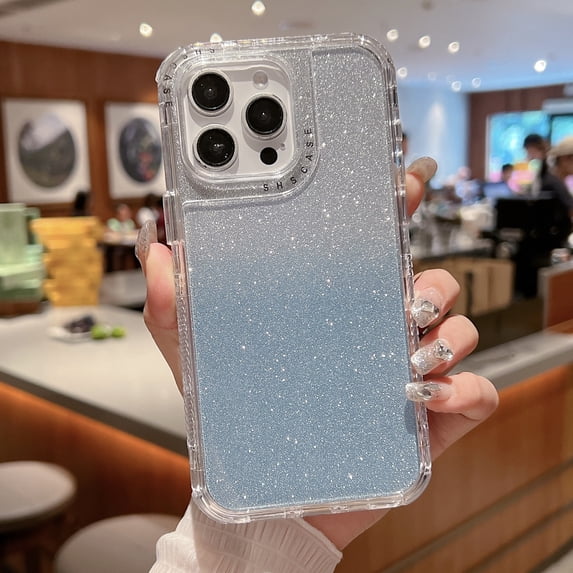 Allytechgroup for iPhone 16 Pro Max Case, Sparkly Glitter Bling Back Slim Lighetweight Shoackproof Protective Back Cover Phone Case for iPhone 16 Pro Max, Blue