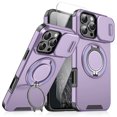 thumbnail image 1 of Allytechgroup for iPhone 16 Pro Max Case with Stand, [Slide Camera Cover] with 1X Screen Protectors Heavy Drop Shockproof Protective Cover for Women Men, Purple, 1 of 11