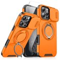thumbnail image 1 of Allytechgroup for iPhone 16 Pro Max Case with Stand, [Slide Camera Cover] with 1X Screen Protectors Heavy Drop Shockproof Protective Cover for Women Men, Orange, 1 of 11