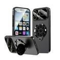 thumbnail image 1 of Allytechgroup for iPhone 16 Pro Max Case [Support Magnetic Car Mount] Silicone Suction Cup Phone Ring Grip Holder [Sticks to Walls] with Kickstand Gold Plating Stand Hard Shockproof Cover, Black, 1 of 6