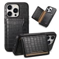 thumbnail image 1 of Allytechgroup iPhone 16 Pro Max Case Wallet, Premium PU Leather Crocodile Pattern Cards Holder Stand Feature Shockproof Bumper Slim Fit Phone Case Cover for Apple iPhone 16 Pro Max, Black, 1 of 6