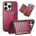 thumbnail image 1 of Allytechgroup iPhone 16 Pro Max Case Wallet, Premium PU Leather Crocodile Pattern Cards Holder Stand Feature Shockproof Bumper Slim Fit Phone Case Cover for Apple iPhone 16 Pro Max, Rose, 1 of 6
