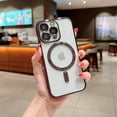 thumbnail image 1 of Allytechgroup for iPhone 16 Pro Max Clear Phone Case,[Not Yellowing] TPU Shockproof Protective Phone Case Magnetic Transparent Cover Built-in Camera Lens Protector for Apple iPhone 16 Pro Max, Black, 1 of 5