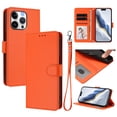 thumbnail image 1 of Allytechgroup for iPhone 16 Pro Max Flip Case, Slim Fit Shockproof Cover with Credit Card Slot, RFID Blocking Card Pocket Lanyard Shock-Absorbent Protective Bumper for Women Girls, Orange, 1 of 11